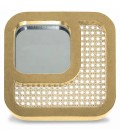 Miroir carré avec design effet rotin et contour miel HANOI - 
