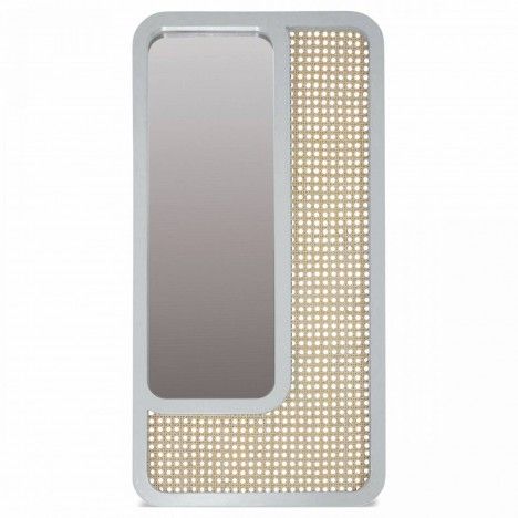 Grand miroir rectangle blanc design en rotin HANOI - 