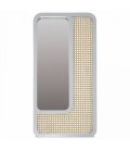 Grand miroir rectangle blanc design en rotin HANOI - 