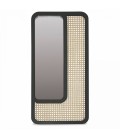 Grand miroir rectangle noir design en rotin HANOI - 