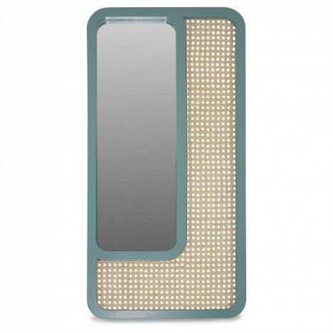 Grand miroir rectangle vert design en rotin HANOI - 
