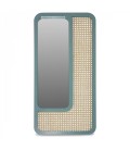 Grand miroir rectangle vert design en rotin HANOI - 
