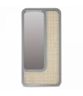 Grand miroir rectangle gris design en rotin HANOI - 