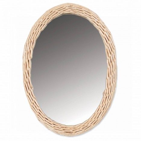 Miroir oval avec bordure effet rotin 32x23 cm HANOI - 