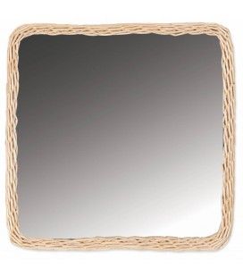 Grand miroir carré avec bordure en rotin 44x44cm HANOI