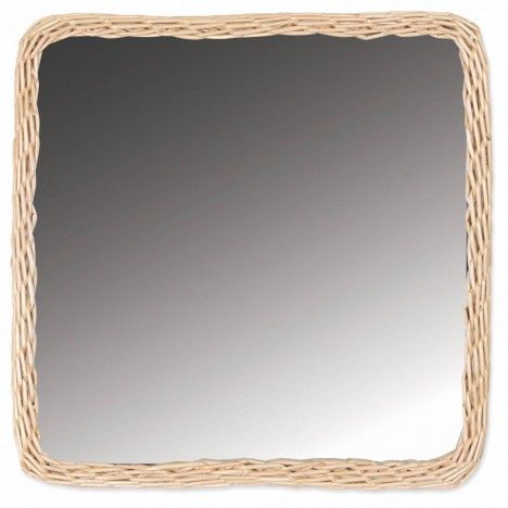 Grand miroir carré avec bordure en rotin 44x44cm HANOI - 