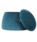Tabouret coffre forme dôme en velours bleu - 