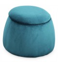Tabouret coffre forme dôme en velours bleu - 