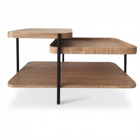 Table basse design moderne en bois et métal - 