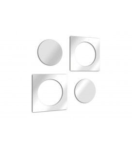 Miroir design rond et carré imbriqué en double - 3 dimensions - 