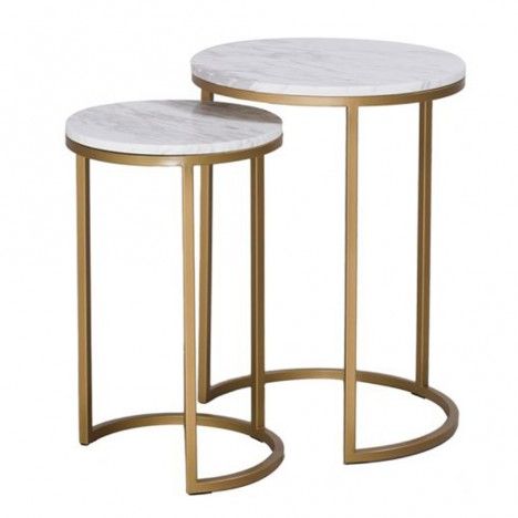 Petites tables rondes d'appoint encastrables en marbre