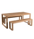 Set de jardin avec table et bancs en bois clair gamme KIM