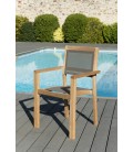 Table de jardin en bois massif et 6 fauteuils empilables PALU