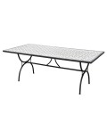 Table de jardin 200x100cm carreaux de ciment pieds noir arc métal VICK