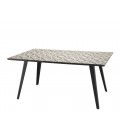 Table rectangle 162x102cm plateau mosaïque de ciment pieds noir métal VICK