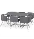 Ensemble table et 6 chaises encastrables en simili cuir - 3 coloris - 