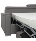 Canapé convertible en tissu gris avec matelas intégré