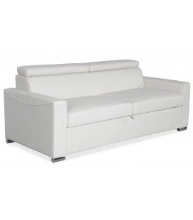 Canapé convertible en simili-cuir blanc avec matelas intégré