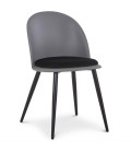 Lot de 4 chaises design en simili-cuir noir et gris MURY