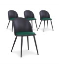 Lot de 4 chaises design en simili-cuir Noir et Vert MURY