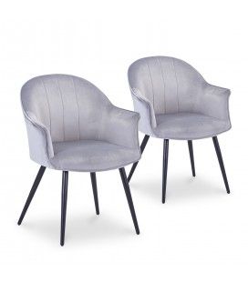 Lot de 2 fauteuils design en velours argenté