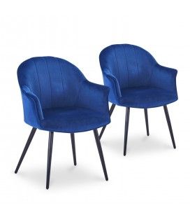 Lot de 2 fauteuils design en velours bleu