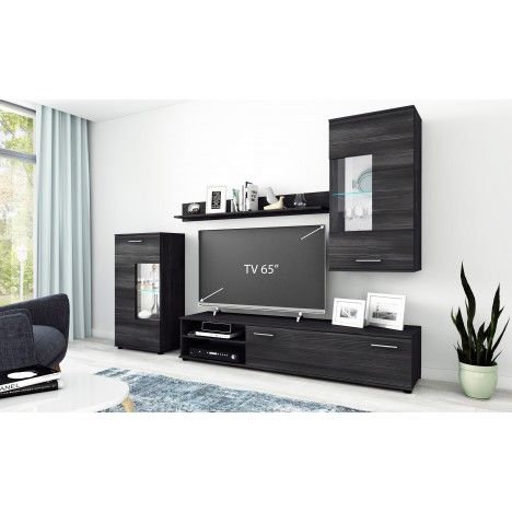 Ensemble de meubles TV moderne en bois noir 
