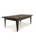 Table basse 120x65cm plateau Sapin marqueté pieds métal