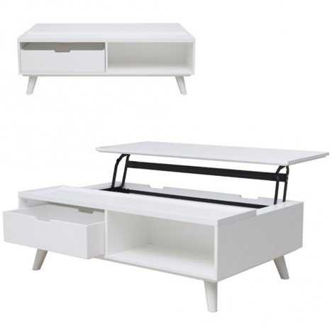 Table basse coffre avec plateau relevable + tiroir Ferdina