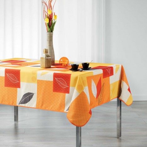 Nappe rectangle orange Feuilles 150 x 240 cm Polyester - 