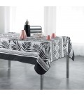 Nappe rectangle Feuilles de palmier noir et blanc 150 x 240 cm Polyester - 
