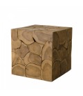 Pouf cube bois massif teck 40 cm JAMBI