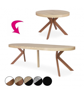 Table ronde à rallonges en bois extensible à 260cm Sonia