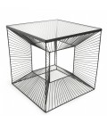 Table d'appoint carrée métal noir plateau verre CALI