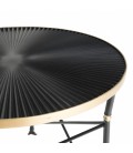 Table d'appoint ronde 61x61cm ceinture dorée pieds métal noir CALI