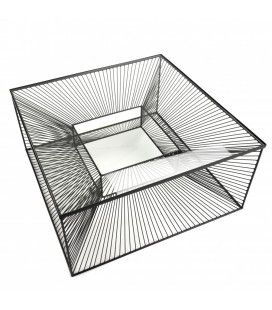 Table basse carrée métal noir plateau verre CALI