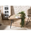 Table d'appoint ovoide cannage rotin pieds métal PALMIRA