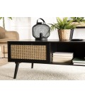 Table basse noire 2 tiroirs cannage rotin 1 niche IBAGUE