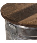 Table d'appoint ronde 42x42cm bidon acier et bois recyclé - esprit Brocante CABIMA