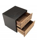 Chevet 2 tiroirs bois massif reyclé et noir PACORA