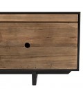 Meuble TV 3 tiroirs 1 niche bois massif reyclé et noir PACORA