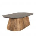 Table basse octogonale bois Pin recyclé et contreplaqué PACORA