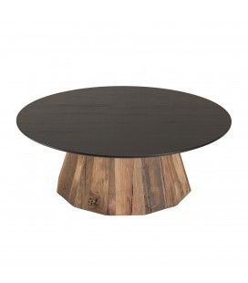 Table basse ronde bois Pin recyclé et contreplaqué PACORA