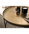 Table basse ronde 88x88cm aluminium doré pieds ronds métal DODOMA