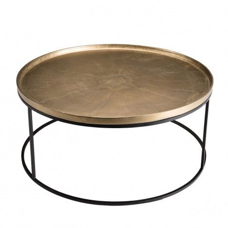 Table basse ronde 88x88cm aluminium doré pieds ronds métal DODOMA