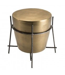 Table d'appoint ronde 54x54cm aluminium doré forme tambour DODOMA
