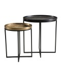 Set de 2 tables d'appoint ovales aluminium doré et noir - pieds métal DODOMA