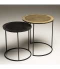 Set de 2 tables d'appoint gigognes rondes aluminium doré et noir - pieds ronds métal DODOMA
