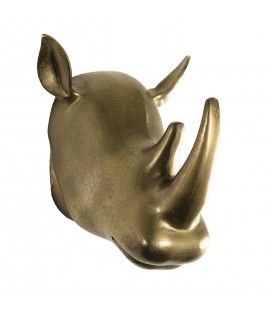 Déco murale sculpture rhinoceros aluminium doré DODOMA