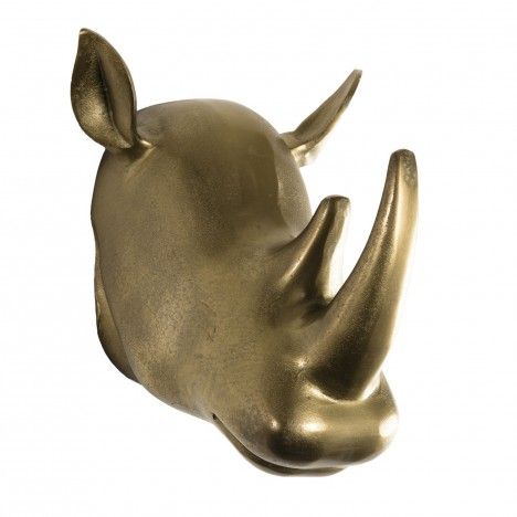 Décoration sculpture rhinoceros aluminium doré DODOMA
